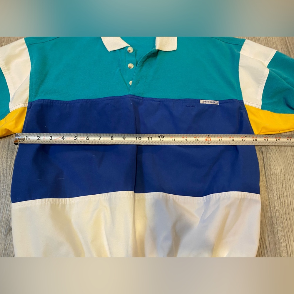 Vintage Pierre Cardin Polo Shirt T Shirt Small 80s Teal Size Medium - Picture 5 of 6